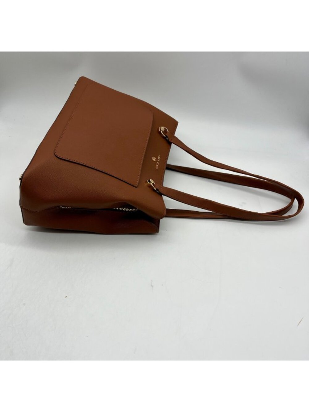 Anne Klein Brown Faux Leather Medium Triple Compartment Satchel Bag - Picture 3 of 12